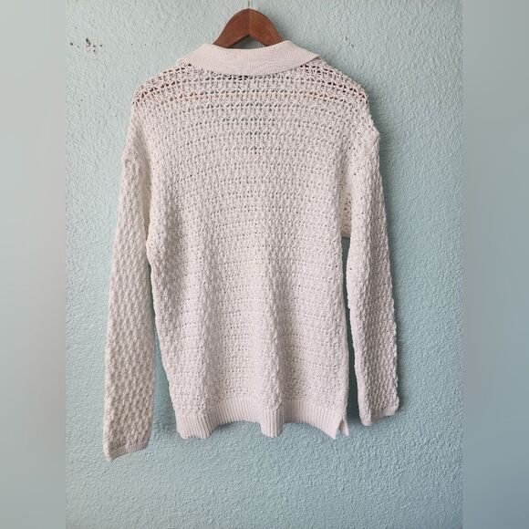 Talbots Coastal White V-Neck Sweater with Textured Knit New With Tags - Picture 4 of 8